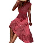 YESFASHION Women Holiday Style Printed Short-sleeved Dress