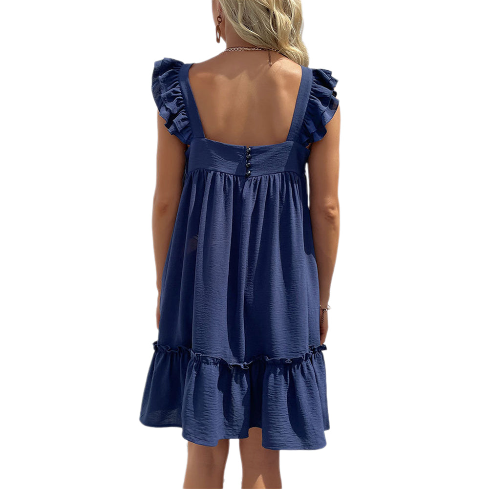 YESFASHION Women New Holiday Style Beach Skirt Short Loose Dress