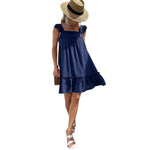 YESFASHION Women New Holiday Style Beach Skirt Short Loose Dress