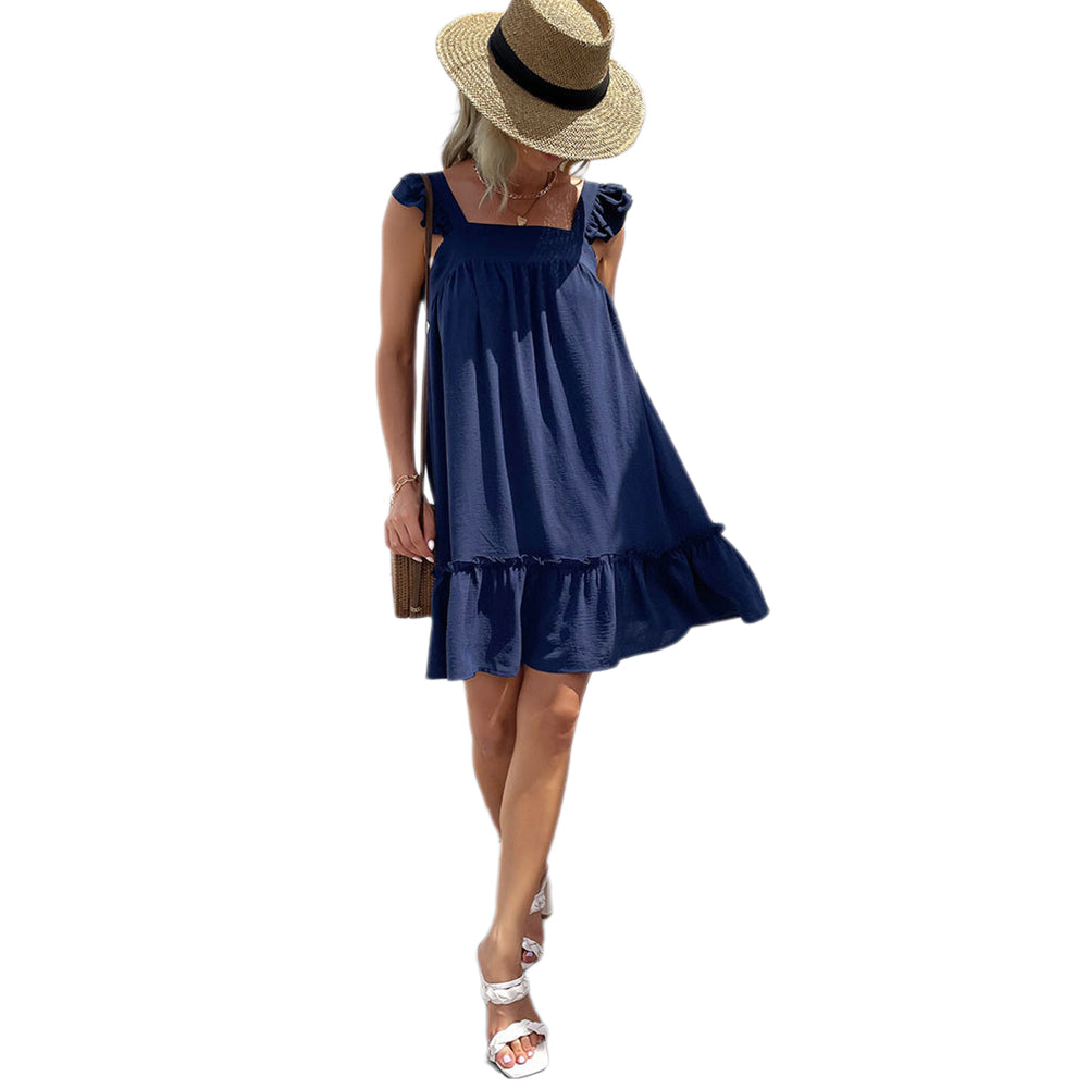 YESFASHION Women New Holiday Style Beach Skirt Short Loose Dress