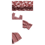 YESFASHION Women Long-sleeved Floral Square Neck Dress