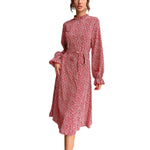 YESFASHION Women New Long-sleeved Half-high Collar Dress