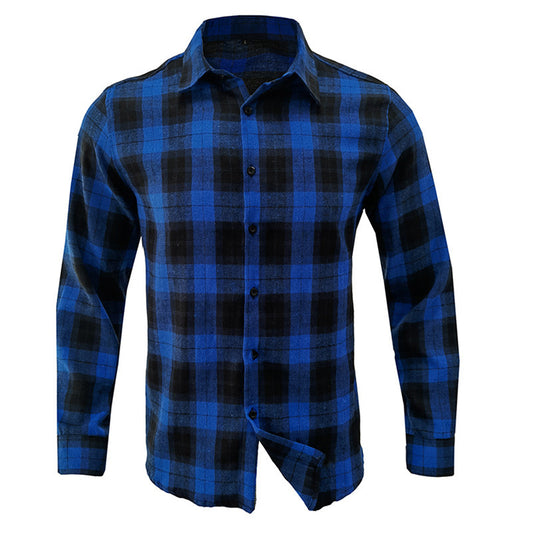 YESFASHION Men Shirt Plaid Long-sleeved Shirt