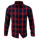 YESFASHION Men Shirt Plaid Long-sleeved Shirt
