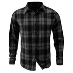 YESFASHION Men Shirt Plaid Long-sleeved Shirt