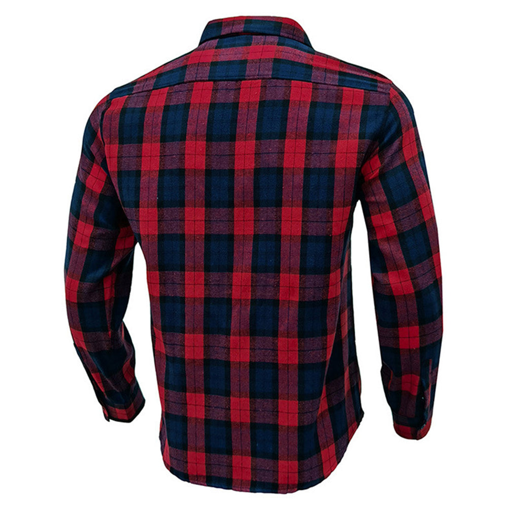 YESFASHION Men Shirt Plaid Long-sleeved Shirt