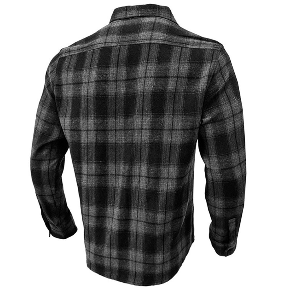 YESFASHION Men Shirt Plaid Long-sleeved Shirt