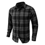 YESFASHION Men Shirt Plaid Long-sleeved Shirt