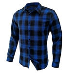 YESFASHION Men Shirt Plaid Long-sleeved Shirt
