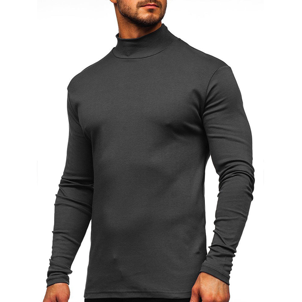 YESFASHION Men Thin Fleece Bottoming Shirt Long-sleeved T-shirt