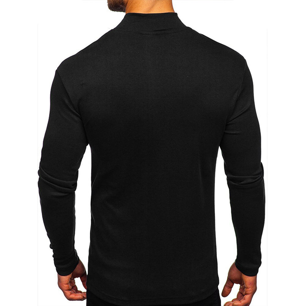 YESFASHION Men Thin Fleece Bottoming Shirt Long-sleeved T-shirt
