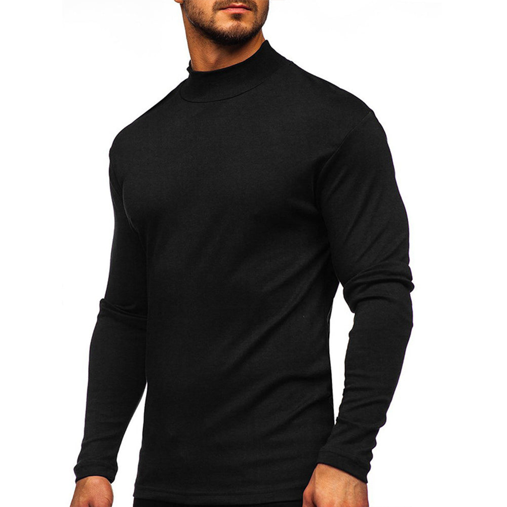 YESFASHION Men Thin Fleece Bottoming Shirt Long-sleeved T-shirt