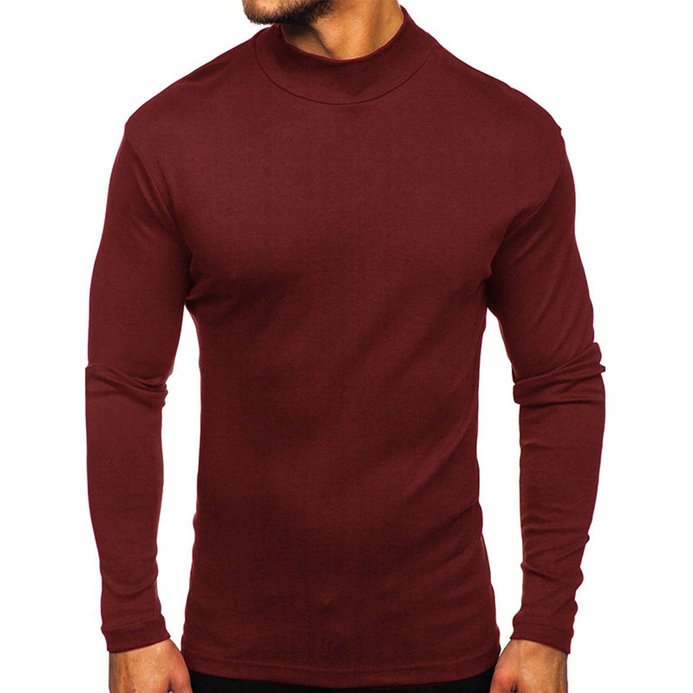 YESFASHION Men Thin Fleece Bottoming Shirt Long-sleeved T-shirt