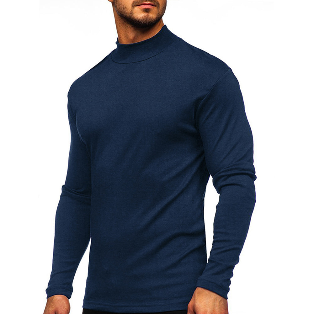 YESFASHION Men Thin Fleece Bottoming Shirt Long-sleeved T-shirt