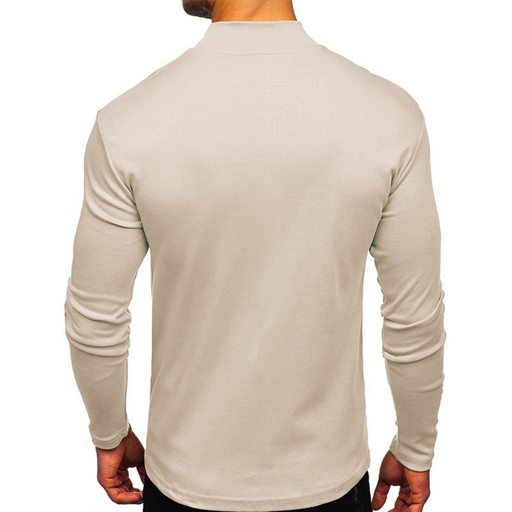 YESFASHION Men Thin Fleece Bottoming Shirt Long-sleeved T-shirt