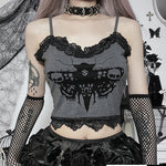 YESFASHION Hot Girls Lace Splicing Suspenders Dark Style Personality Tops