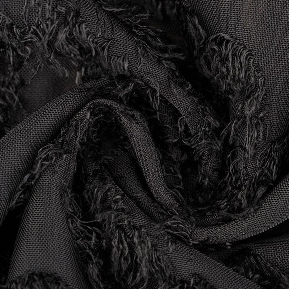 YESFASHION Hollow Jacquard Tops Flocking Long-sleeved Bow Shirt