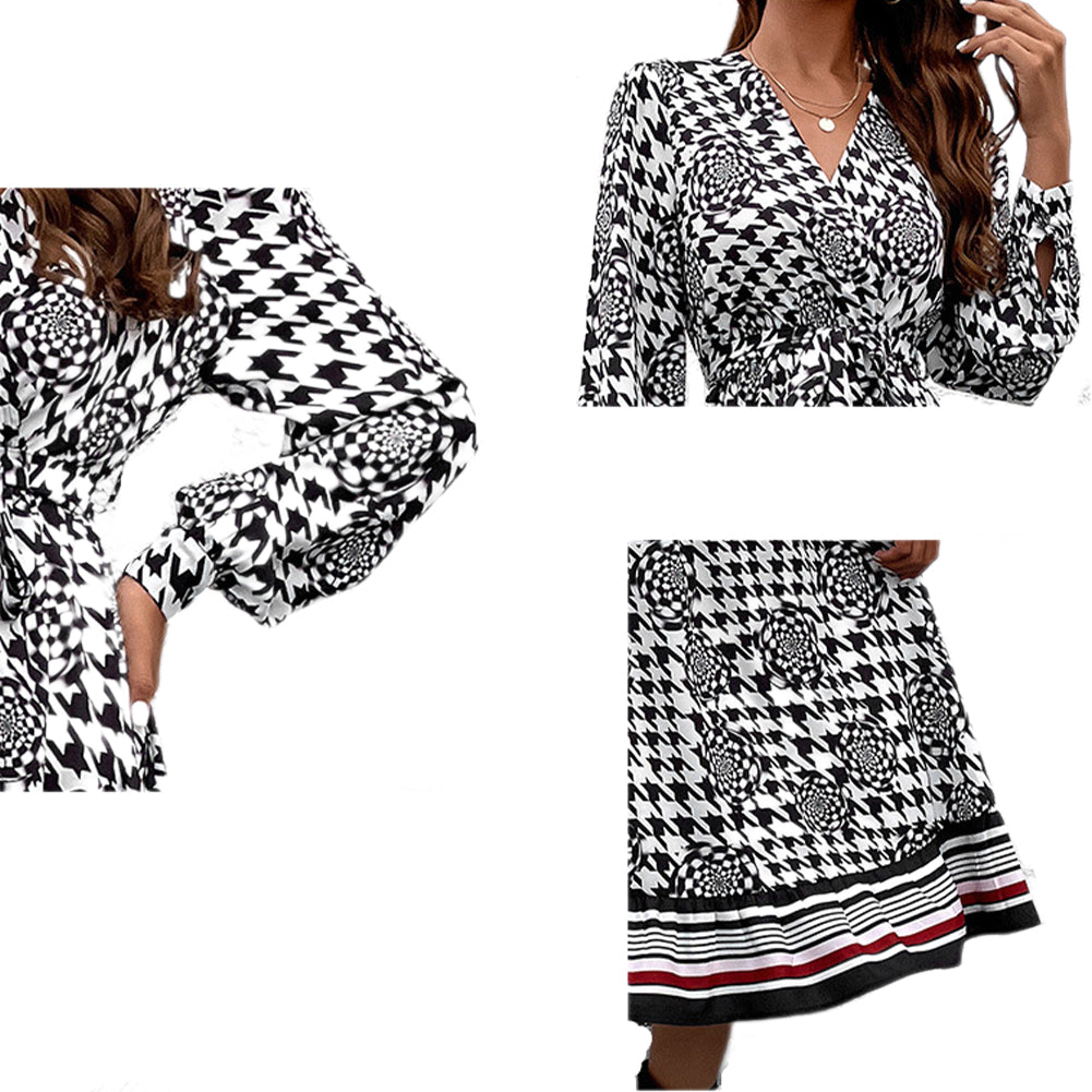 YESFASHION Women Clothing Ladies Temperament Print Bohemian Dress