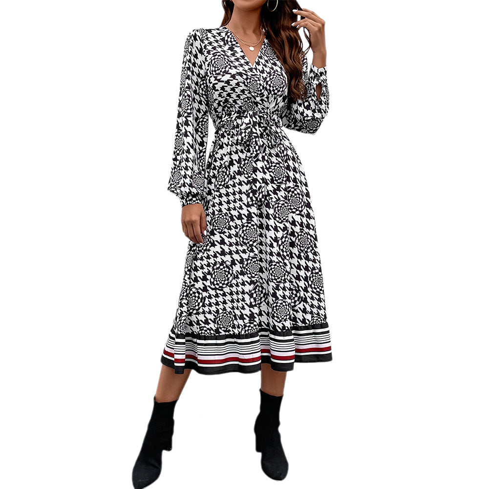 YESFASHION Women Clothing Ladies Temperament Print Bohemian Dress