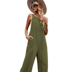YESFASHION Solid Color Vest Backless Adjustable Tops Jumpsuit