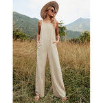 YESFASHION Solid Color Vest Backless Adjustable Tops Jumpsuit