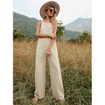 YESFASHION Solid Color Vest Backless Adjustable Tops Jumpsuit