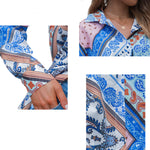 YESFASHION Printed Ladies Shirt Bohemian Style Long Sleeve Shirt