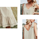 YESFASHION Button Vest Strappy Bowknot Backless Dress