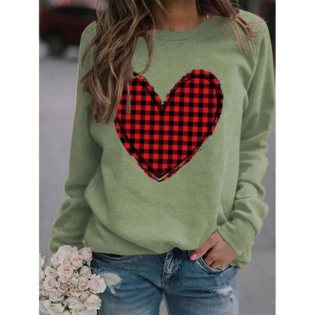 YESFASHION Valentine Day New Women Plaid Love Print Sweaters