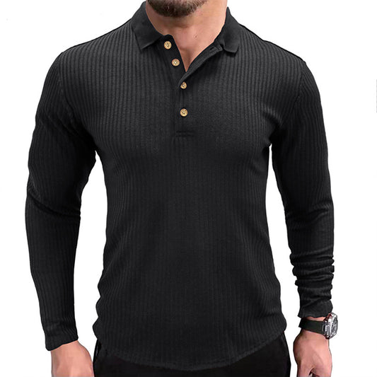 YESFASHION Casual Lapel Long Sleeve Men T-shirt Men Shirts