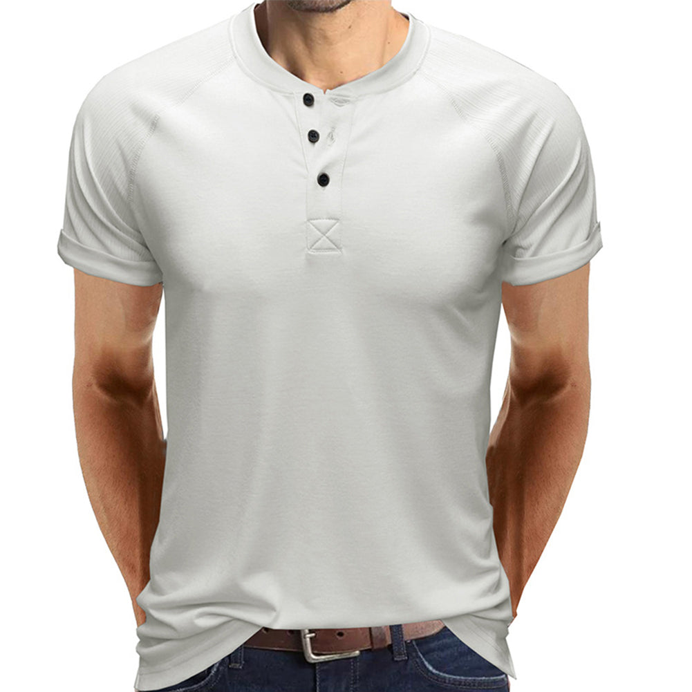 YESFASHION Men Shirts Round Neck Short-sleeved T-shirt