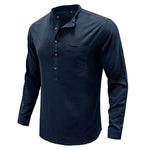 YESFASHION Long Sleeve Cotton Linen Men Shirt