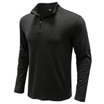 YESFASHION Stand Collar Half Zipper Solid Color Polo Shirts