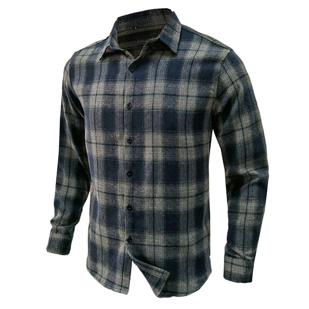 YESFASHION Thickened New Flannel Plaid Men Shirts