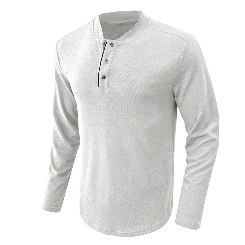 YESFASHION Long-sleeved Henry Men T-shirt