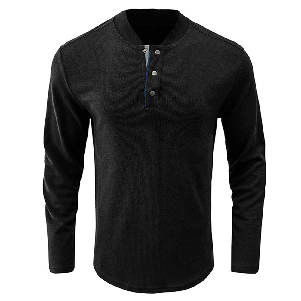 YESFASHION Long-sleeved Henry Men T-shirt