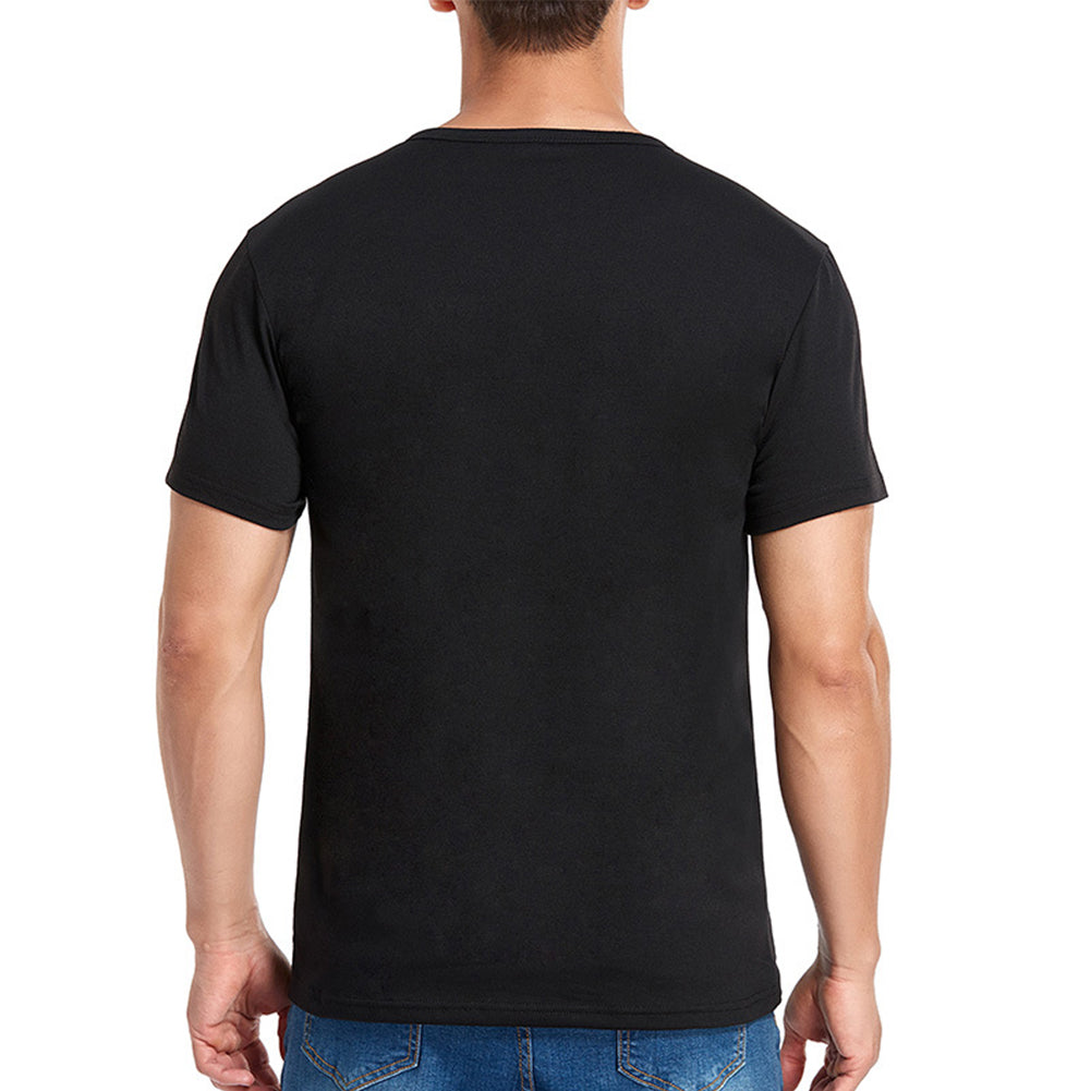 YESFASHION Solid Color Henley Short Sleeve Men T-shirt