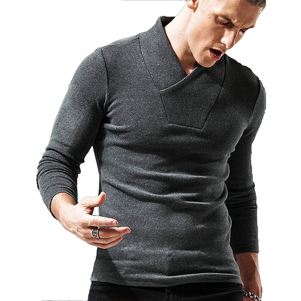 YESFASHION Thin Fleece Men Bottoming Shirt