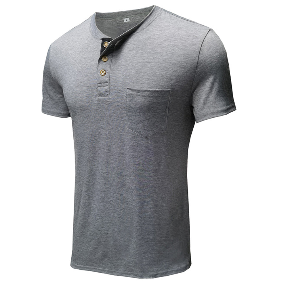 YESFASHION Men Summer Henry Men Short Sleeve T-shirt