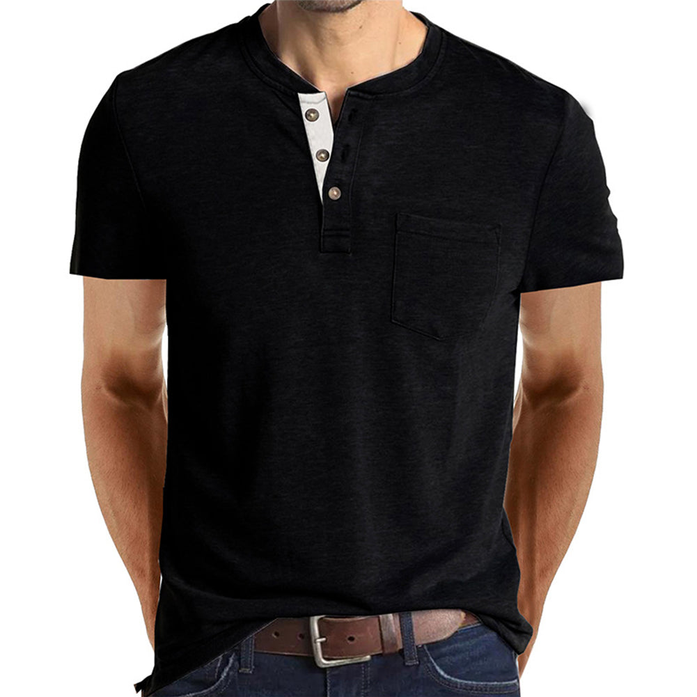 YESFASHION Men Summer Henry Men Short Sleeve T-shirt
