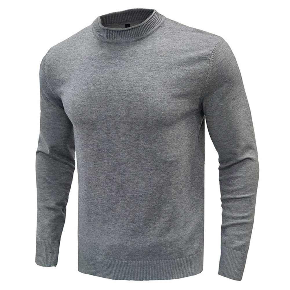 YESFASHION Men Casual Sweaters Solid Color Round Neck Knitwear