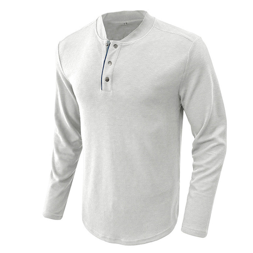 YESFASHION Long-sleeved Henry Men T-shirt Men Bottoming Shirt