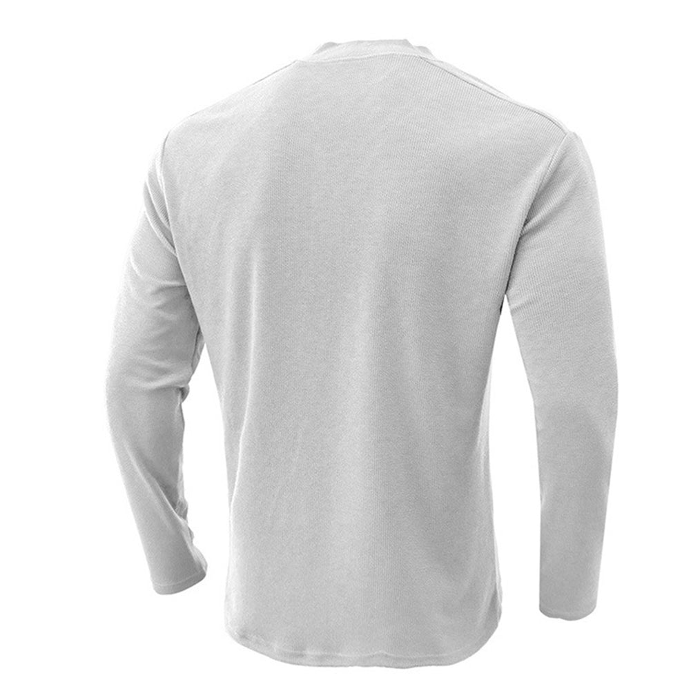 YESFASHION Long-sleeved Henry Men T-shirt Men Bottoming Shirt