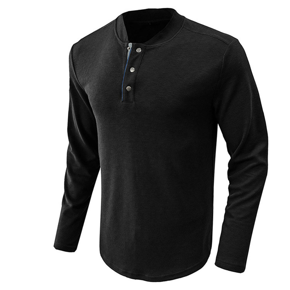 YESFASHION Long-sleeved Henry Men T-shirt Men Bottoming Shirt