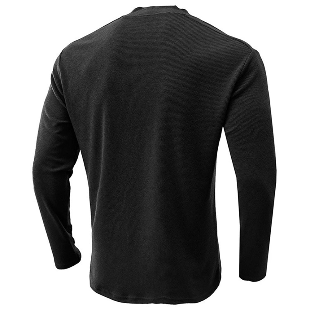 YESFASHION Long-sleeved Henry Men T-shirt Men Bottoming Shirt