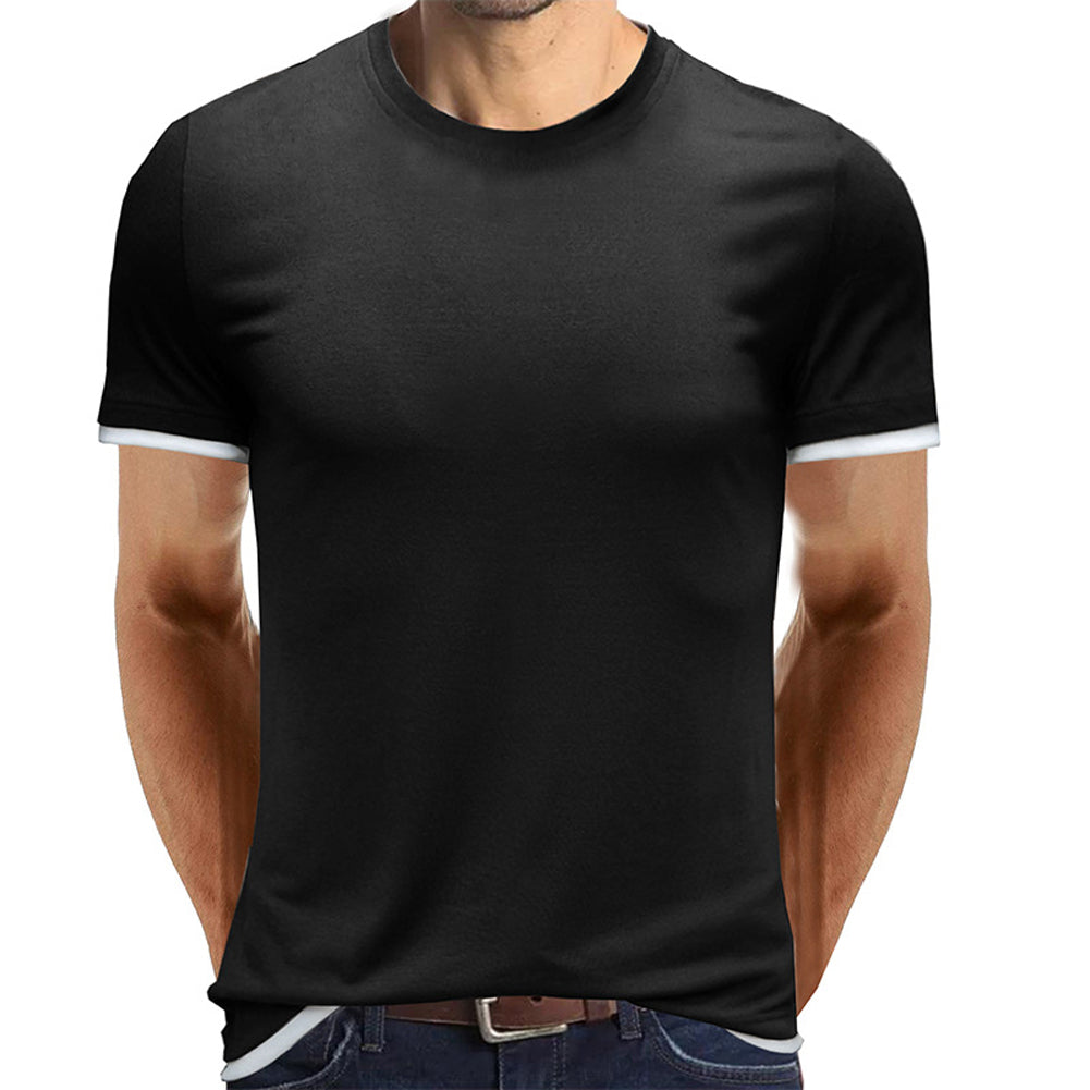 YESFASHION Solid Color Short-sleeved Men T-shirt