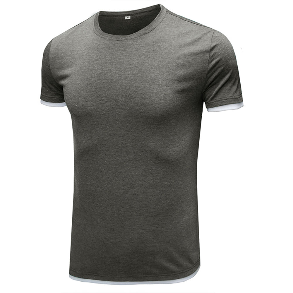YESFASHION Solid Color Short-sleeved Men T-shirt