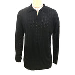 YESFASHION Knitted Polo Shirts Solid Color Casual Long-sleeved Tops