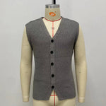 YESFASHION Knitted Sweaters Slim Vest Sleeveless V Neck Shirts