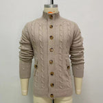 YESFASHION Solid Color Twisted Sweater Collar Cardigan Coats